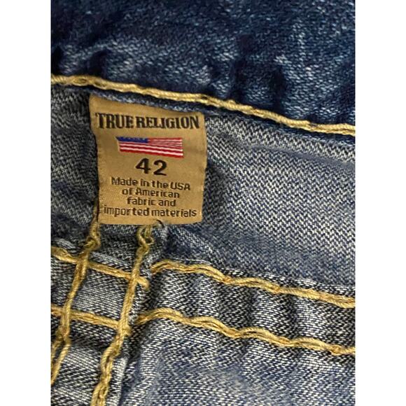 True Religion Acid Wash Distressed 100% Cotton Non Stretch Jeans Men's Size 42 - Picture 10 of 12